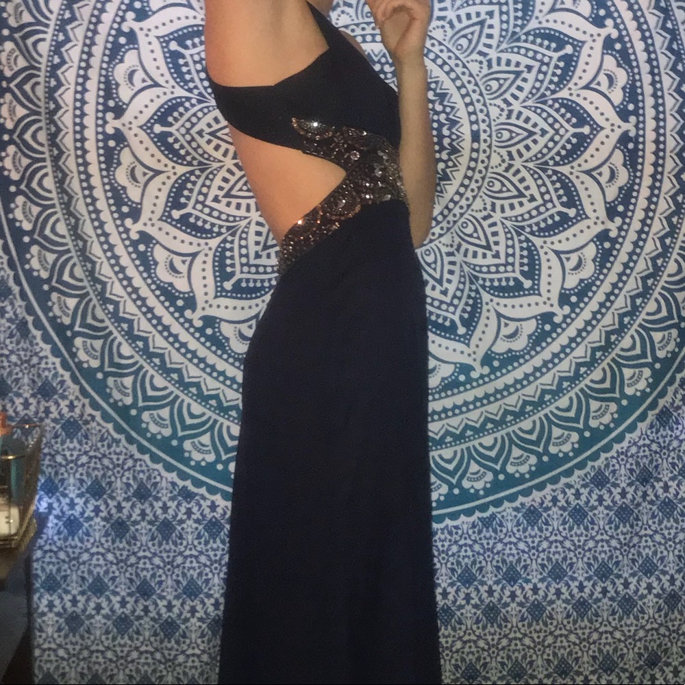 Dillard’s Navy Sequined Formal Dress